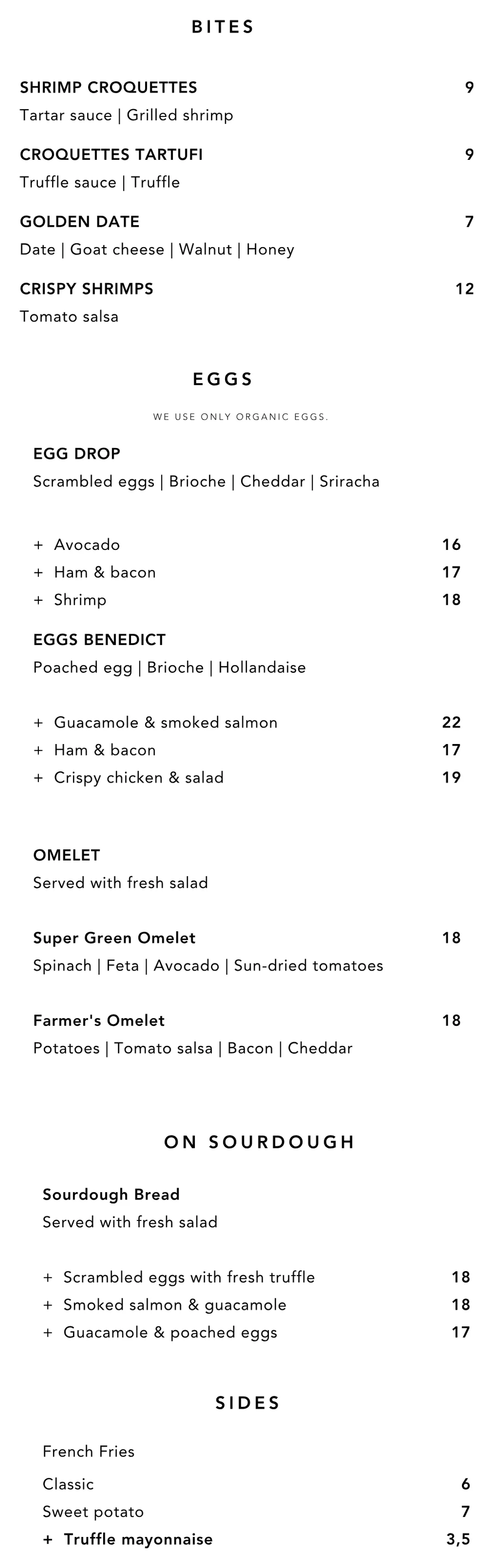 Menu, page 1