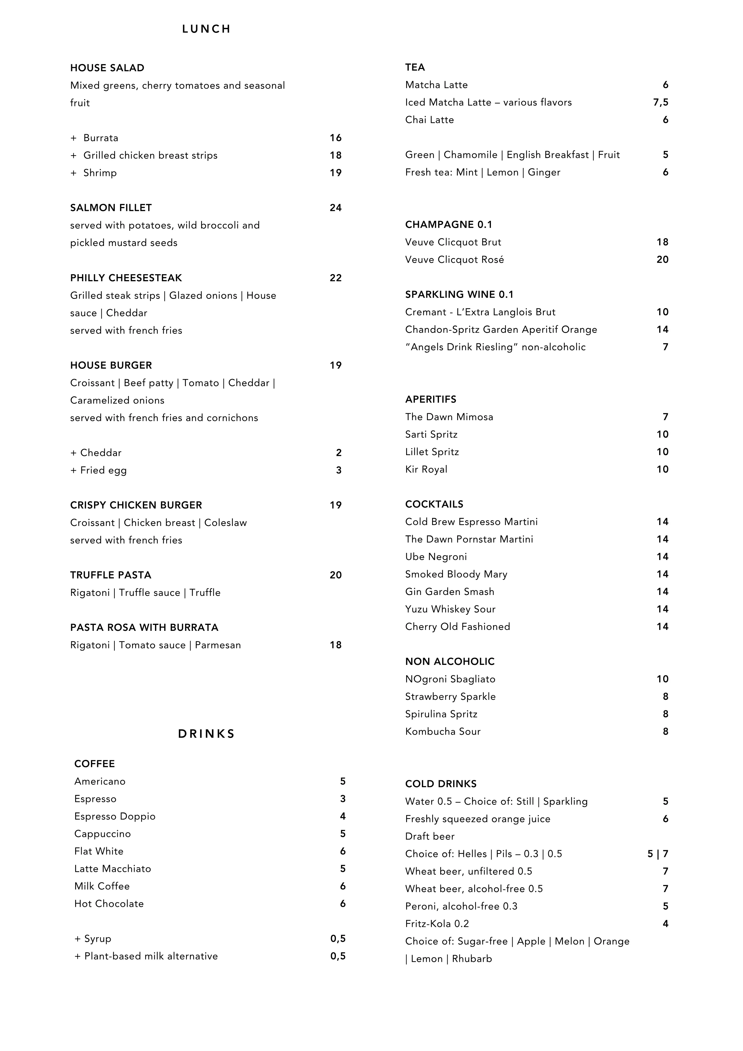 Menu, page 2