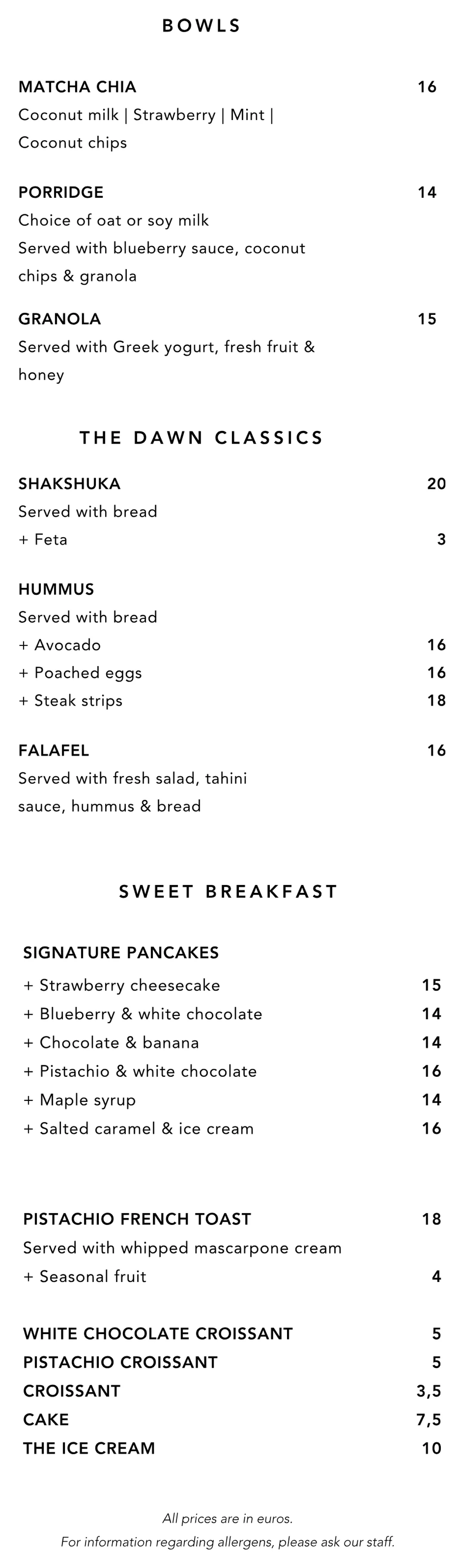 Menu, page 2